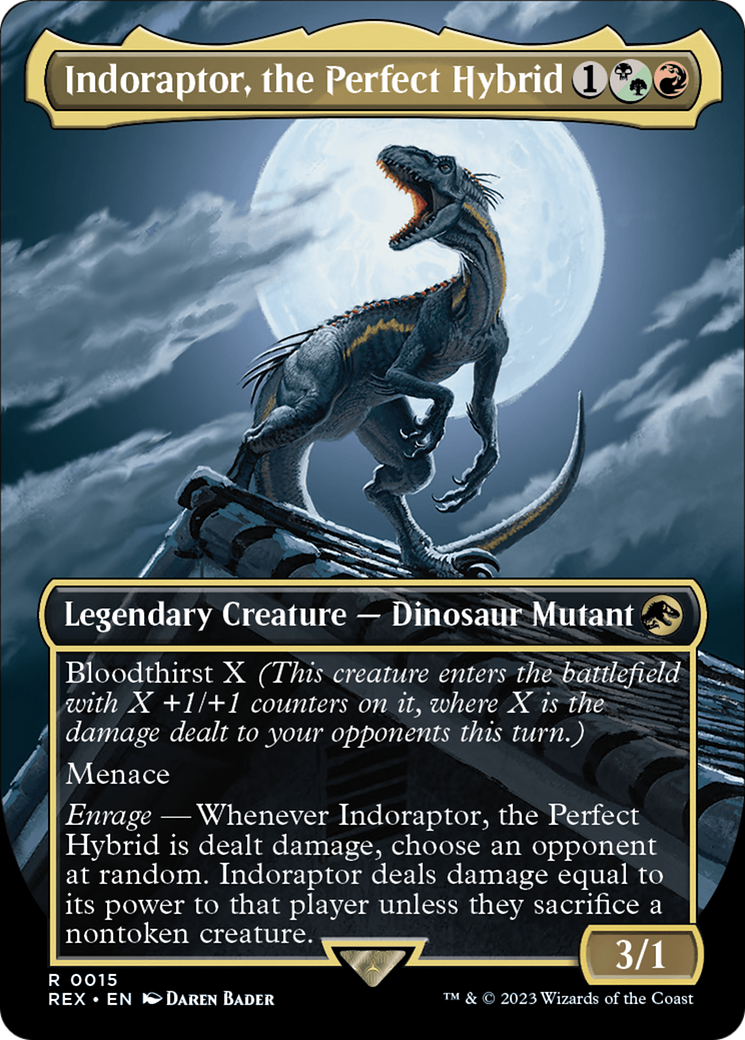 Indoraptor, the Perfect Hybrid (Borderless) (REX-015) - Jurassic World Collection Foil