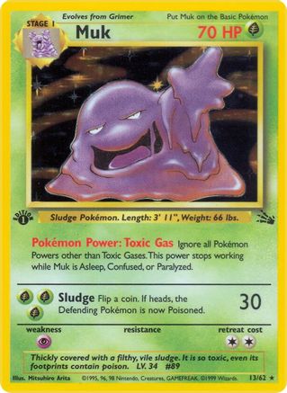 Muk (13) 013 - 1st Edition Holofoil Fossil - Holo Rare