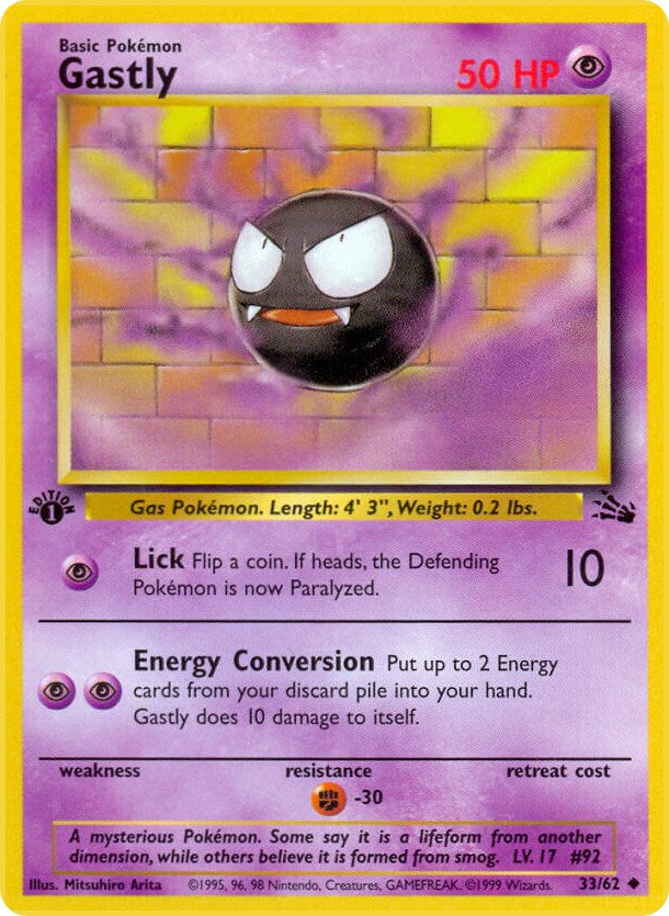 Gastly 033/62 - 1st Edition Fossil - Uncommon