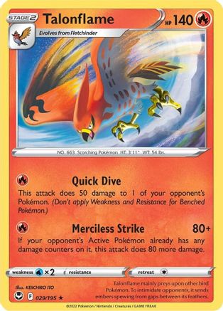 Talonflame 029/195 SWSH12 Silver Tempest - Rare