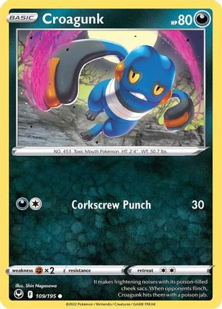 Croagunk 109/195 - Reverse Holofoil SWSH12 Silver Tempest - Common