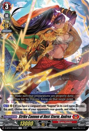 Strike Cannon of Dust Storm, Andrea (D-BT07/031EN) - D-BT07: Raging Flames Against Emerald Storm