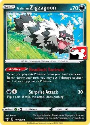 Galarian Zigzagoon 117 Prize Pack Series Cards - Common