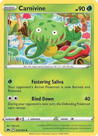 Carnivine 012/159 - Reverse Holofoil Crown Zenith - Uncommon