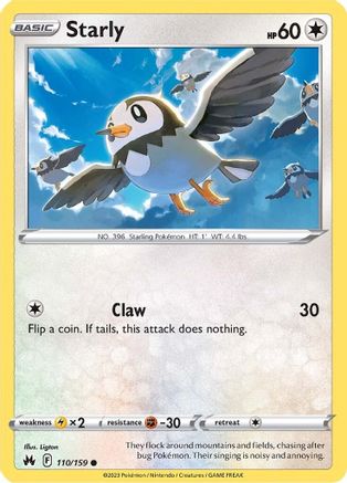 Starly 110/159 - Reverse Holofoil Crown Zenith - Common