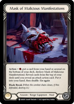 Mask of Malicious Manifestations (ARA003) - Blitz Deck: Outsiders - Arakni