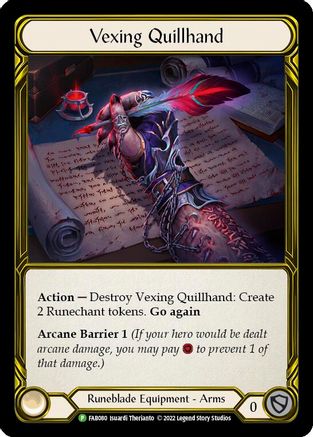 Vexing Quillhand - FAB080 (FAB080) - Flesh and Blood: Promo Cards Cold Foil