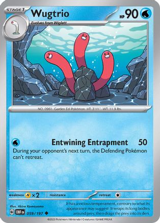 Wugtrio 059/197 - Reverse Holofoil SV03 Obsidian Flames - Uncommon