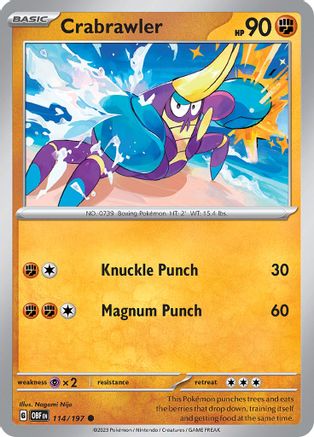 Crabrawler 114/197 - Reverse Holofoil SV03 Obsidian Flames - Common