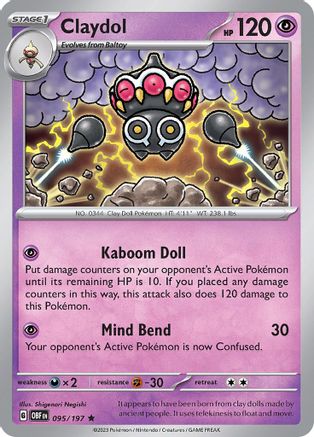 Claydol 095/197 - Holofoil SV03 Obsidian Flames - Rare