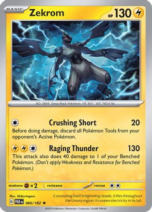 Zekrom 066/182 - Reverse Holofoil SV04 Paradox Rift - Rare