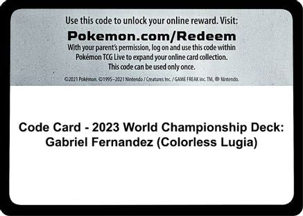 Code Card - 2023 World Championship Deck: Gabriel Fernandez (Colorless Lugia) World Championship Decks - Code Card