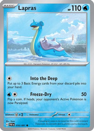 Lapras 016/091 - Reverse Holofoil SV Paldean Fates - Common