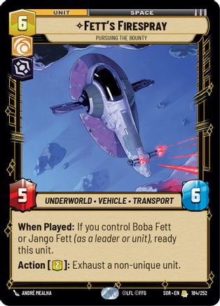 Fett's Firespray - Pursuing the Bounty (184/252) - Spark of Rebellion Foil