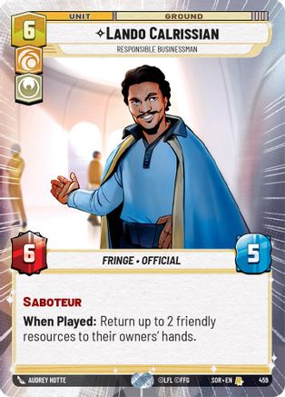 Lando Calrissian - Responsible Businessman (Hyperspace) (459) - Spark of Rebellion Foil