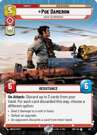 Poe Dameron - Quick to Improvise (Hyperspace) (422) - Shadows of the Galaxy Foil
