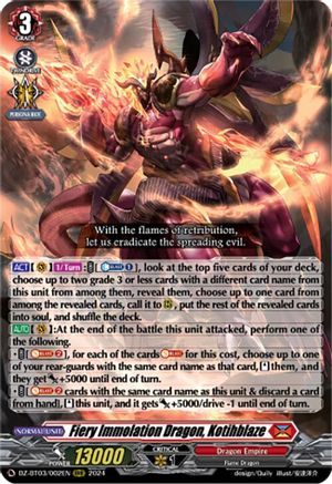 Fiery Immolation Dragon, Kotihblaze (DZ-BT03/002EN) - DZ-BT03: Dimensional Transcendence