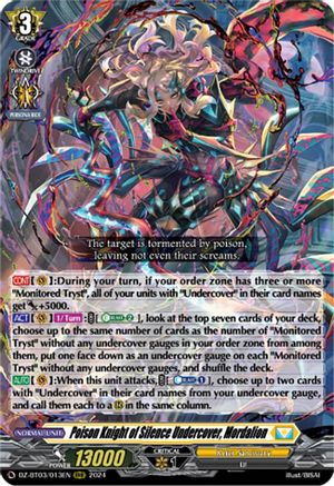 Poison Knight of Silence Undercover, Mordalion (DZ-BT03/013EN) - DZ-BT03: Dimensional Transcendence