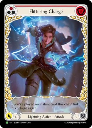 Flittering Charge (Red) (Extended Art) (LGS337) - Flesh and Blood: Promo Cards Rainbow Foil