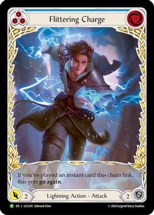 Flittering Charge (Blue) (Extended Art) (LGS339) - Flesh and Blood: Promo Cards Rainbow Foil