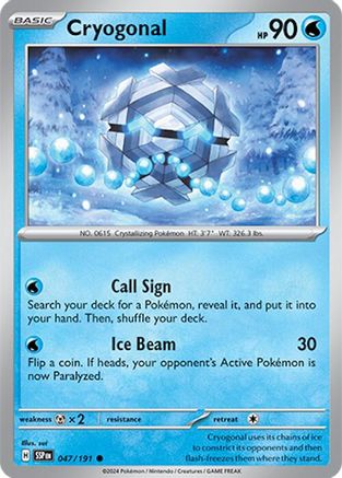 Cryogonal 047/191 - Reverse Holofoil SV08 Surging Sparks - Common