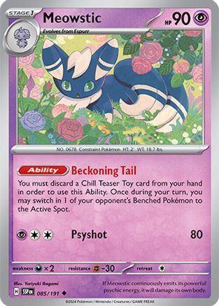 Meowstic 085/191 - Reverse Holofoil SV08 Surging Sparks - Uncommon