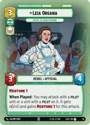 Leia Organa - Pilots, To Your Stations (Foil) (25) - Jump to Lightspeed Weekly Play Promos Foil