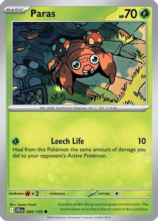 Paras 004/159 - Reverse Holofoil SV09 Journey Together - Common