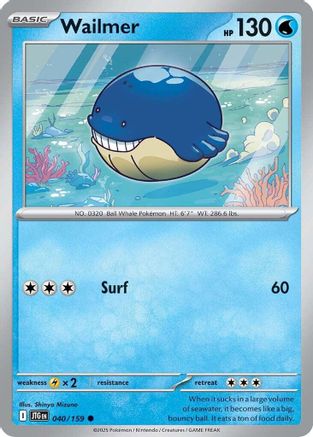 Wailmer 040/159 - Reverse Holofoil SV09 Journey Together - Common