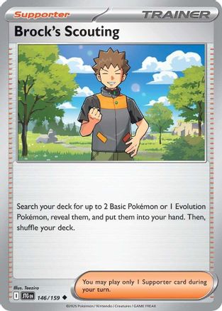 Brock's Scouting 146/159 - Reverse Holofoil SV09 Journey Together - Uncommon