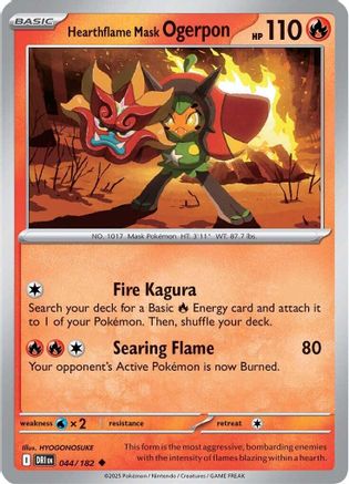 Hearthflame Mask Ogerpon 044/182 - Reverse Holofoil SV10 Destined Rivals - Uncommon