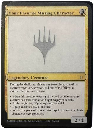 Your Favorite Missing Character (-) - Un-Known Event Playtest Cards