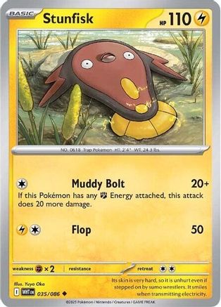 Stunfisk 035/086 - Reverse Holofoil SV White Flare - Uncommon
