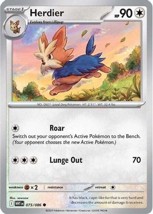 Herdier 075/086 - Reverse Holofoil SV White Flare - Common