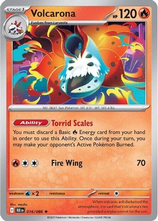 Volcarona 016/086 - Reverse Holofoil SV Black Bolt - Rare