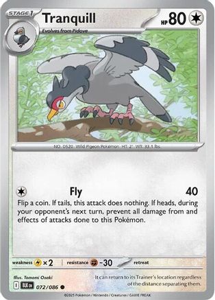 Tranquill 072/086 - Reverse Holofoil SV Black Bolt - Common