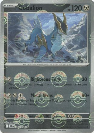 Cobalion (Poke Ball Pattern) 066/086 - Holofoil SV Black Bolt - Rare