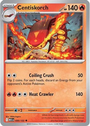 Centiskorch 030/132 - Reverse Holofoil ME01 Mega Evolution - Uncommon