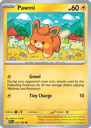 Pawmi 032/094 - Reverse Holofoil ME02 Phantasmal Flames - Common