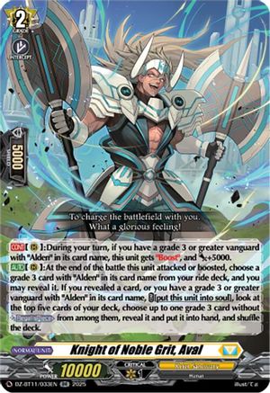 Knight of Noble Grit, Aval (DZ-BT11/033EN) - DZ-BT11: Symphony of Might & Bloom
