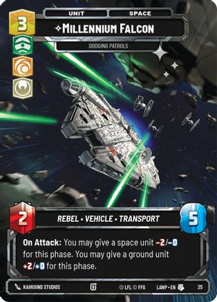 Millennium Falcon - Dodging Patrols (Foil) (25) - A Lawless Time Weekly Play Promos Foil