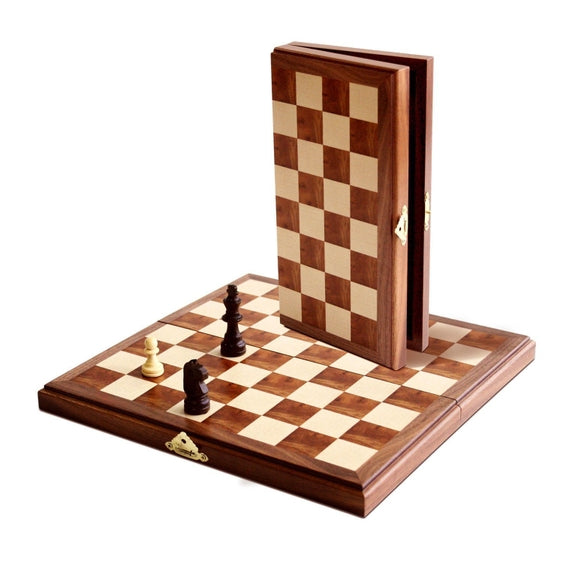 Magnetic Folding Walnut Wood Travel Chess Set