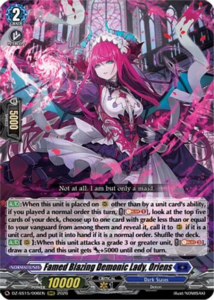 Famed Blazing Demonic Lady, Oriens (DZ-SS15/006EN) - DZ-SS15: The Legendary Vanguards