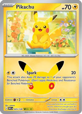 Pikachu 025/128 - Holofoil ME 30th Celebration - None