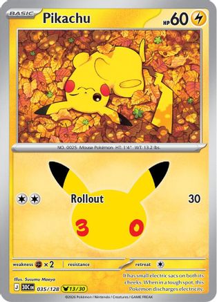 Pikachu 035/128 - Holofoil ME 30th Celebration - Pikachu Rare