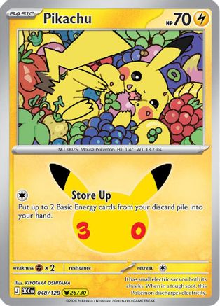 Pikachu 048/128 - Holofoil ME 30th Celebration - Pikachu Rare