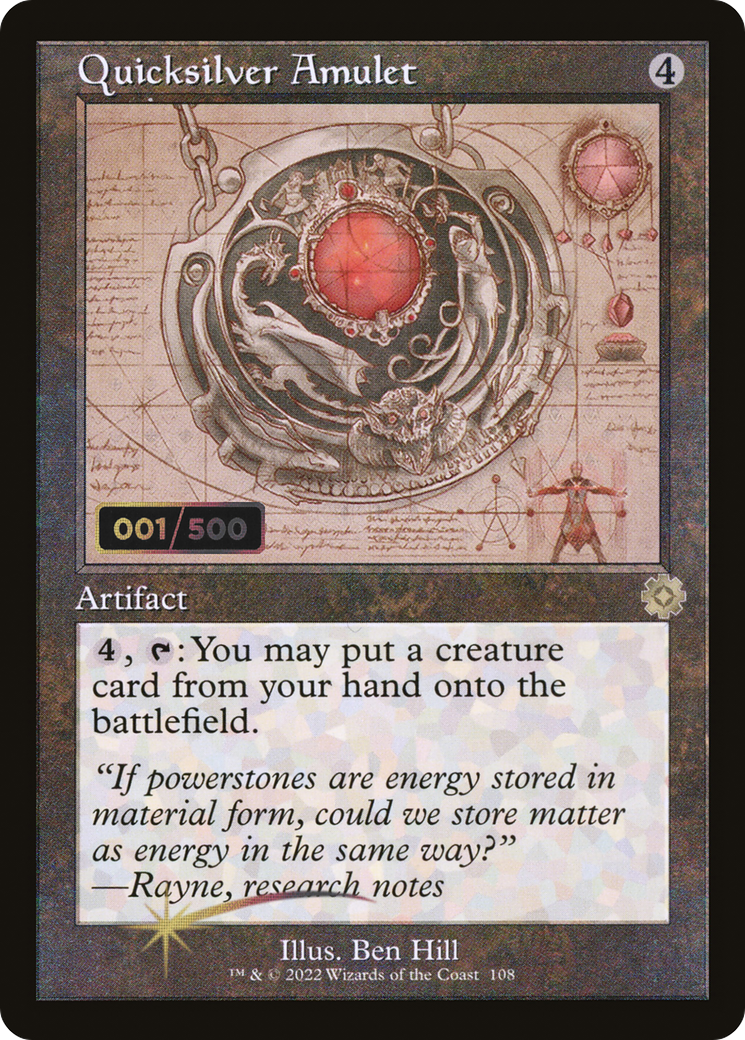 Quicksilver Amulet (Schematic) (Serial Numbered) (BRR-108Z) - The Brothers' War Retro Artifacts Foil
