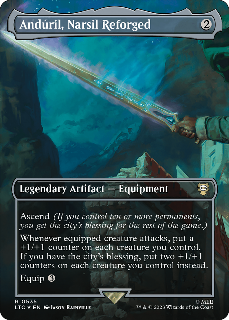 Anduril, Narsil Reforged (Borderless) (Surge Foil) (LTC-535) - Tales of Middle-earth Commander Foil