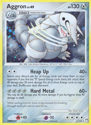 Aggron 001 - Reverse Holofoil Mysterious Treasures - Holo Rare