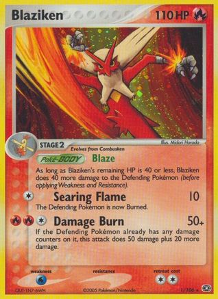 Blaziken 001 - Reverse Holofoil Emerald - Holo Rare
